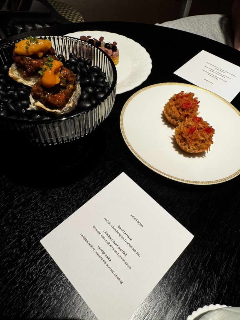 Small bites and appetizer menu cards at Kindling Jakarta