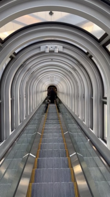 Vertical view of the Umeda Sky Building escalator tunnel