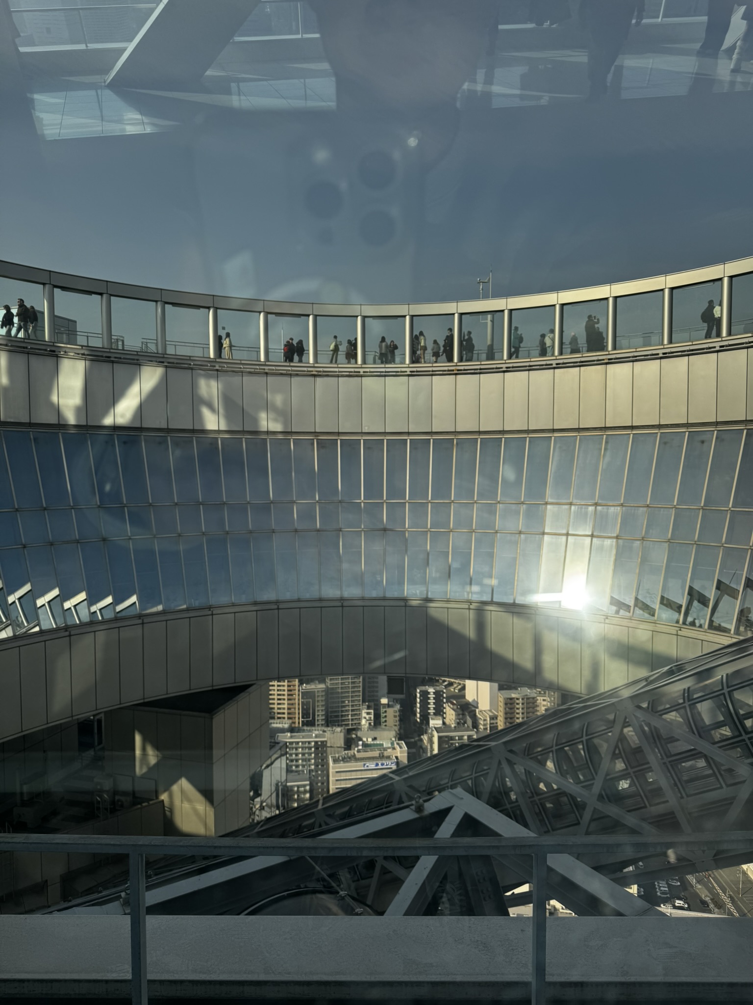 Circular floating garden area at Umeda Sky Building