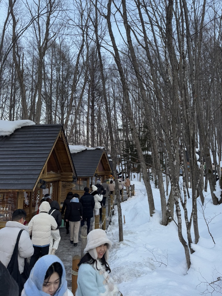 Snowy path and small cabins at Ningle Terrace