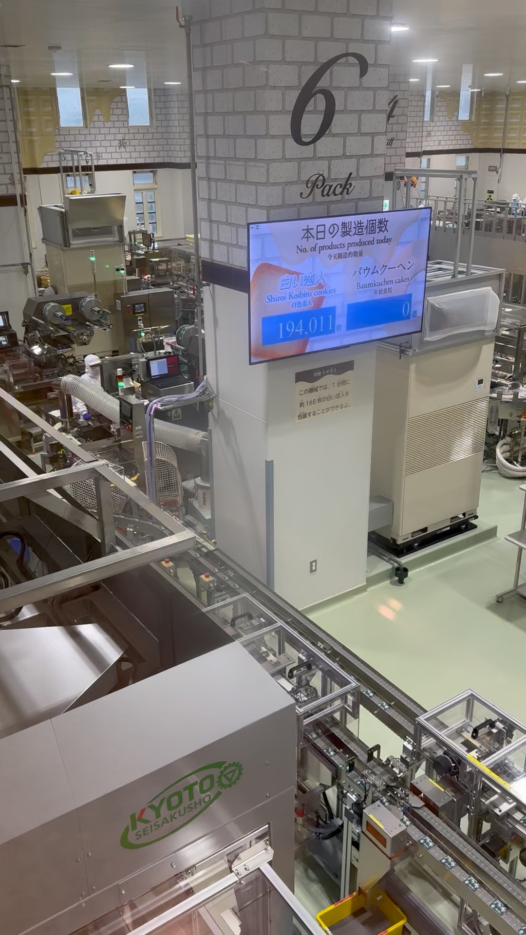 Factory display showing Shiroi Koibito cookies produced today