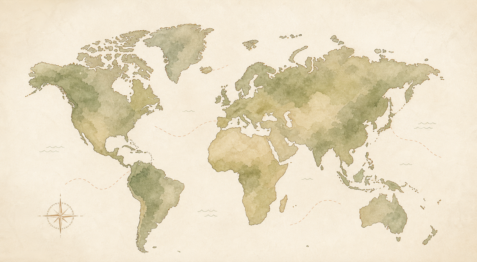 Muted illustrated world map